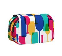 FEYUNYAN Trousse à crayons double couche, grande capacité en tissu Oxford durable, organiseur de papeterie pour fournitures scolaires, examens de voyage, verres à cocktail, bouteilles de vin, sac de