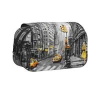 FEYUNYAN Trousse à crayons double couche, grande capacité en tissu Oxford durable, organiseur de papeterie pour fournitures scolaires, examens de voyage, sac de rangement Love from New York pour fille