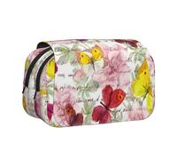 FEYUNYAN Trousse à crayons double couche, grande capacité en tissu Oxford durable, organiseur de papeterie pour fournitures scolaires, examens de voyage, sac de rangement papillon pour fille et garçon