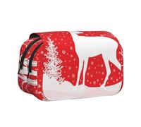 FEYUNYAN Trousse à crayons double couche, grande capacité en tissu Oxford durable, organiseur de papeterie pour fournitures scolaires, examens de voyage, sac de rangement pour Noël et hiver, motif