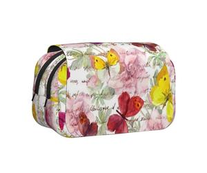 FEYUNYAN Trousse à crayons double couche, grande capacité en tissu Oxford durable, organiseur de papeterie pour fournitures scolaires, examens de voyage, sac de rangement papillon pour fille et garçon