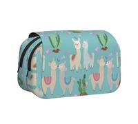 FEYUNYAN Trousse à crayons double couche, grande capacité en tissu Oxford durable pour fournitures scolaires, examens de voyage, joli sac de rangement en forme de cœur rose alpaga pour fille et garçon