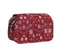 FEYUNYAN Trousse à crayons double couche, grande capacité en tissu Oxford durable pour fournitures scolaires, examens de voyage, sac de rangement pour fille et garçon, 20 x 11 x 10 cm, Flocon de neige