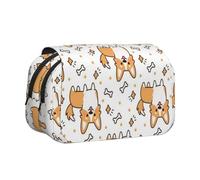 FEYUNYAN Trousse à crayons double couche, grande capacité en tissu Oxford durable pour fournitures scolaires, examens de voyage, sac de rangement pour chien pour fille et garçon, 20 x 11 x 10 cm