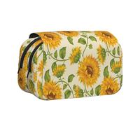 FEYUNYAN Trousse à crayons double couche, grande capacité en tissu Oxford durable pour fournitures scolaires, examens de voyage, sac de rangement tournesol frais pour fille et garçon, 20 x 11 x 10 cm