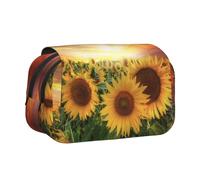 FEYUNYAN Trousse à crayons double couche, grande capacité en tissu Oxford durable pour fournitures scolaires, examens de voyage, tournesol, coucher de soleil, sac de rangement pour fille et garçon, 20