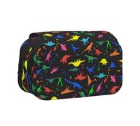 FEYUNYAN Trousse à crayons double couche, grande capacité en tissu Oxford durable pour fournitures scolaires, examens de voyage, sac de rangement dinosaure mignon pour fille et garçon, 20 x 11 x 10 cm