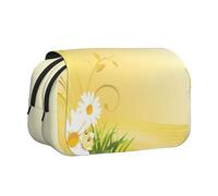 FEYUNYAN Trousse à crayons double couche, grande capacité en tissu Oxford durable pour fournitures scolaires, examens de voyage, sac de rangement pour fille et garçon, 20 x 11 x 10 cm, Fleurs et