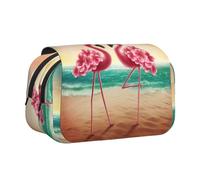 FEYUNYAN Trousse à crayons double couche, grande capacité en tissu Oxford durable pour fournitures scolaires, examens de voyage, sac de rangement pour fille et garçon, 20 x 11 x 10 cm, Deux flamants