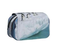 FEYUNYAN Trousse à crayons double couche, grande capacité en tissu Oxford durable pour fournitures scolaires, examens de voyage, sac de rangement pour fille et garçon, 20 x 11 x 10 cm, pingouin