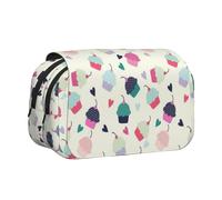 FEYUNYAN Trousse à crayons double couche, grande capacité en tissu Oxford durable pour fournitures scolaires, examens de voyage, cupcakes, bonbons, cœurs, cadeau pour fille et garçon, 20 x 11 x 10 cm