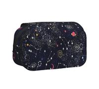 FEYUNYAN Trousse à crayons double couche, grande capacité en tissu Oxford durable pour fournitures scolaires, examens de voyage, sac de rangement pour fille et garçon, 20 x 11 x 10 cm, Galaxies