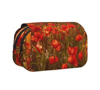 FEYUNYAN Trousse à crayons double couche, grande capacité en tissu Oxford durable pour fournitures scolaires, examens de voyage, sac de rangement pour fille et garçon, 20 x 11 x 10 cm, Champ de fleurs