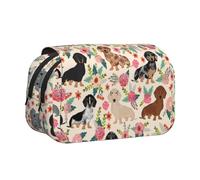 FEYUNYAN Trousse à crayons double couche, grande capacité en tissu Oxford durable pour fournitures scolaires, examens de voyage, sac de rangement floral pour fille et garçon, 20 x 11 x 10 cm, Motif