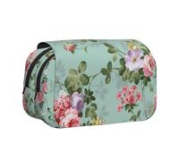 FEYUNYAN Trousse à crayons double couche, grande capacité en tissu Oxford durable pour fournitures scolaires, examens de voyage, sac de rangement pour fille et garçon, 20 x 11 x 10 cm, pivoine, Taille