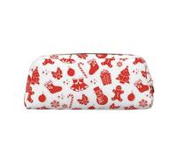 FEYUNYAN Trousse à crayons en cuir PVC de qualité supérieure - 8 x 5,5 x 20,5 cm - Imprimé de Noël - Imperméable - Avec rembourrage anti-rayures - Pour l'école, le bureau, les voyages, Impressions de