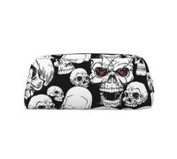 FEYUNYAN Trousse à crayons en cuir PVC de qualité supérieure, 8 x 5,5 x 20,5 cm, pochette à crayons en forme de crâne maléfique, pochette de voyage étanche avec rembourrage anti-rayures pour l'école,