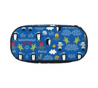 FEYUNYAN Trousse à crayons esthétique de grande capacité en toile anti-déversement avec fermeture éclair, trousse à crayons pingouin tortue pour femmes et hommes, trousse à crayons légère et portable