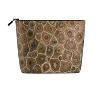 FEYUNYAN Trousse de maquillage résistante à l'eau pour femme, trousse de maquillage avec fermeture éclair, pochette légère pour articles de toilette et fournitures artistiques, Petoskey Stone Faux