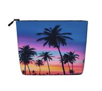 FEYUNYAN Trousse de maquillage résistante à l'eau pour femme, trousse de maquillage avec fermeture éclair, pochette légère pour articles de toilette, fournitures artistiques, palmiers, faux chanvre