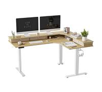 FEZIBO Bureau Assis Debout Angle Électrique - 160*120 cm 3 Moteurs Bureau Debout Réglable en Hauteur avec 3 Tiroirs, Angle Réversible, Système Anti-Collision, Panneau Contrôle à 3 Fonctions Mémoires