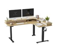 FEZIBO Bureau Assis Debout Angle Électrique - 160*120 cm 3 Moteurs Bureau Debout Réglable en Hauteur avec 3 Tiroirs, Angle Réversible, Système Anti-Collision, Panneau Contrôle à 3 Fonctions Mémoires