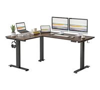 FEZIBO Bureau Assis Debout Angle Électrique - 160 * 120 cm 3 Moteurs Bureau Debout Réglable en Hauteur Table Forme L, Angle Réversible, Système Anti-Collision, Panneau Contrôle à 3 Fonctions Mémoires