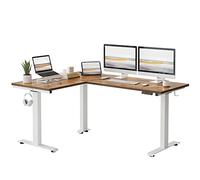 FEZIBO Bureau Assis Debout Angle Électrique - 160 * 120 cm 3 Moteurs Bureau Debout Réglable en Hauteur Table Forme L, Angle Réversible, Système Anti-Collision, Panneau Contrôle à 3 Fonctions Mémoires