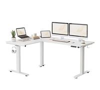 FEZIBO Bureau Assis Debout Angle Électrique - 190 * 160 cm 3 Moteurs Bureau Debout Réglable en Hauteur Table Forme L, Angle Réversible, Système Anti-Collision, Panneau Contrôle à 3 Fonctions Mémoires