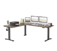FEZIBO Bureau Assis Debout Angle Électrique - 190 * 160 cm 3 Moteurs Bureau Debout Réglable en Hauteur Table Forme L, Angle Réversible, Système Anti-Collision, Panneau Contrôle à 3 Fonctions Mémoires