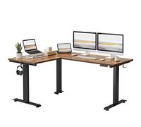 FEZIBO Bureau Assis Debout Angle Électrique - 190 * 160 cm 3 Moteurs Bureau Debout Réglable en Hauteur Table Forme L, Angle Réversible, Système Anti-Collision, Panneau Contrôle à 3 Fonctions Mémoires