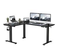 FEZIBO Bureau Assis Debout Angle Électrique - 190 * 160 cm 3 Moteurs Bureau Debout Réglable en Hauteur Table Forme L, Angle Réversible, Système Anti-Collision, Panneau Contrôle à 3 Fonctions Mémoires