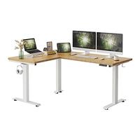 FEZIBO Bureau Assis Debout Angle Électrique - 190 * 160 cm 3 Moteurs Bureau Debout Réglable en Hauteur Table Forme L, Angle Réversible, Système Anti-Collision, Panneau Contrôle à 3 Fonctions Mémoires