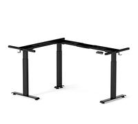 FEZIBO Bureau Assis Debout Cadre Électrique - 3 Moteurs Bureau Table Debout Réglable en Hauteur Forme L avec Système Anti-Collision, Angle Réversible, Panneau Contrôle de 3 Fonctions Mémoires Noir