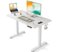 FEZIBO Bureau Assis Debout Électrique, 100 x 60 cmBureau Table Debout Réglable en Hauteur Acier T Pieds avec Système Anti-Collision, Panneau Contrôle à Fonctions Mémoires, Planche Blanc