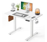 FEZIBO Bureau Assis Debout Électrique, 120 x 60 cmBureau Table Debout Réglable en Hauteur Acier T Pieds avec Système Anti-Collision, Panneau Contrôle à Fonctions Mémoires, Planche Blanc