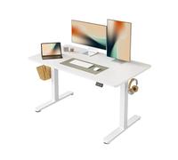 FEZIBO Bureau réglable en Hauteur électrique, 120 x 60 cm Bureau Debout avec Commande à mémoire et Technologie Anti-Collision, Cadre Blanc/Plateau Blanc