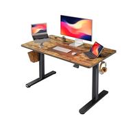 FEZIBO Bureau réglable en Hauteur électriquement, 100 x 60 cm Bureau Debout avec Commande à mémoire et Technologie Anti-Collision, Cadre Noir/Plateau Marron