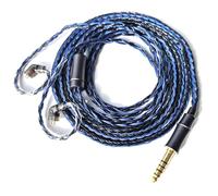 Fezzlo IEM Câble de rechange 16 fils plaqués argent pour écouteurs améliorés, broche QDC-C de 1,5 m pour KZ ZS10 PRO ZSN PRO X CCA C12 (encastré 2 broches 4,4 mm, 1,5 m) noir-bleu