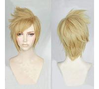 Ff15 Final Fantasy Xv Prompto Argentum Court Lin Blonde Cosplay Costume Perruque Résistance À La Chaleur Fiber Cheveux + Casquette De Perruque Gratuite