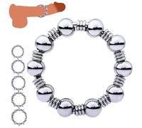 FFBHBLD Anneau Pénien en Acier Inoxydable, Anneau pour Testicules, 5 Tailles Anneau Gland en Acier avec Perles, Anneaux Péniens pour Améliorer Puissance, Jouets Sexuels SM pour Hommes, Ø 30mm