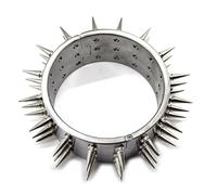 FFBHBLD Collier en Acier Inoxydable, Collier Lourd à 3 Rangées de Picots Amovibles, Contraintes Bondage BDSM, Tour Cou en Métal, Jouet Sexuel Érotique Fétichiste pour Couples, Hauteur 6 Cm, Argent