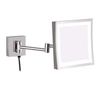 FFBXBXDVO Miroirs de courtoisie muraux, 8,5 Pouces Simple Face en Laiton éclairé 3X grossissant Maquillage Rasage Pliant avec Interrupteur Prise électrique(Nickel)