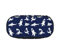 FFCVZAA Trousse à crayons avec motifs de requins avec différents gestes imprimés, trousse de maquillage, trousse de toilette pour l'école, les étudiants, les essentiels, Noir , Taille unique