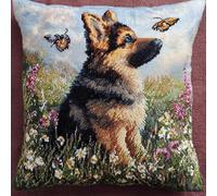 FFDONGTEGO animal DIY Embroidery Pillow Case,Hérisson assis sur un traîneau et lisant un livre,11CT Cross Stitch Cushion Cover Kit 45x45cm,Christmas Decorative Gift for Adults Beginners