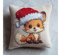FFDONGTEGO animal DIY Embroidery Pillow Case,Renard sous l'érable,11CT Cross Stitch Cushion Cover Kit 45x45cm,Christmas Decorative Gift for Adults Beginners