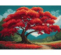 FFDONGTEGO Diy Crochet Latch Hook Rugs,Un grand érable rouge,Tapis Point Noué À Faire Kit De Crochet Pour Coussin De Canapé Pour Débutants Et Adultes,52x38cm