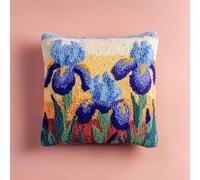 FFDONGTEGO fleurs Kit Point Noué Á Faire Coussin Broderie Debutant,Beaux iris,DIY Latch Hook Kit Complet Decoration Maison Manuelle Loisir Créatif Cadeaux,17x17in
