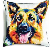FFDONGTEGO Kit Point de Croix Imprimé Débutant,Chien animal, berger allemand,DIY Ensemble de Broderie pour Adultes 11CT Coussin Point de Croix Taie d'oreiller,18x18in