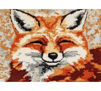 FFDONGTEGO Kits De Fabrication De Tapis Diy,Un animal,un mignon petit renard,kit De Crochet De Loquet Pour Adultes Débutants,Ensemble De Point De Croix,Fabrication De Tapis,52x38cm